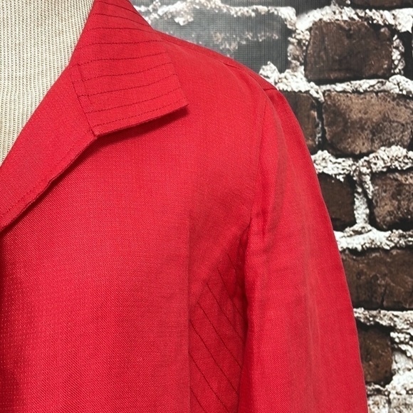 Ellen Tracy Linda Allard Jacket Blazer Suit Coat Red Linen Size 6 - Picture 4 of 11